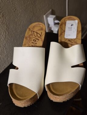 Women's White Cork Slide Mules - Comfortable Slip-On Sandals